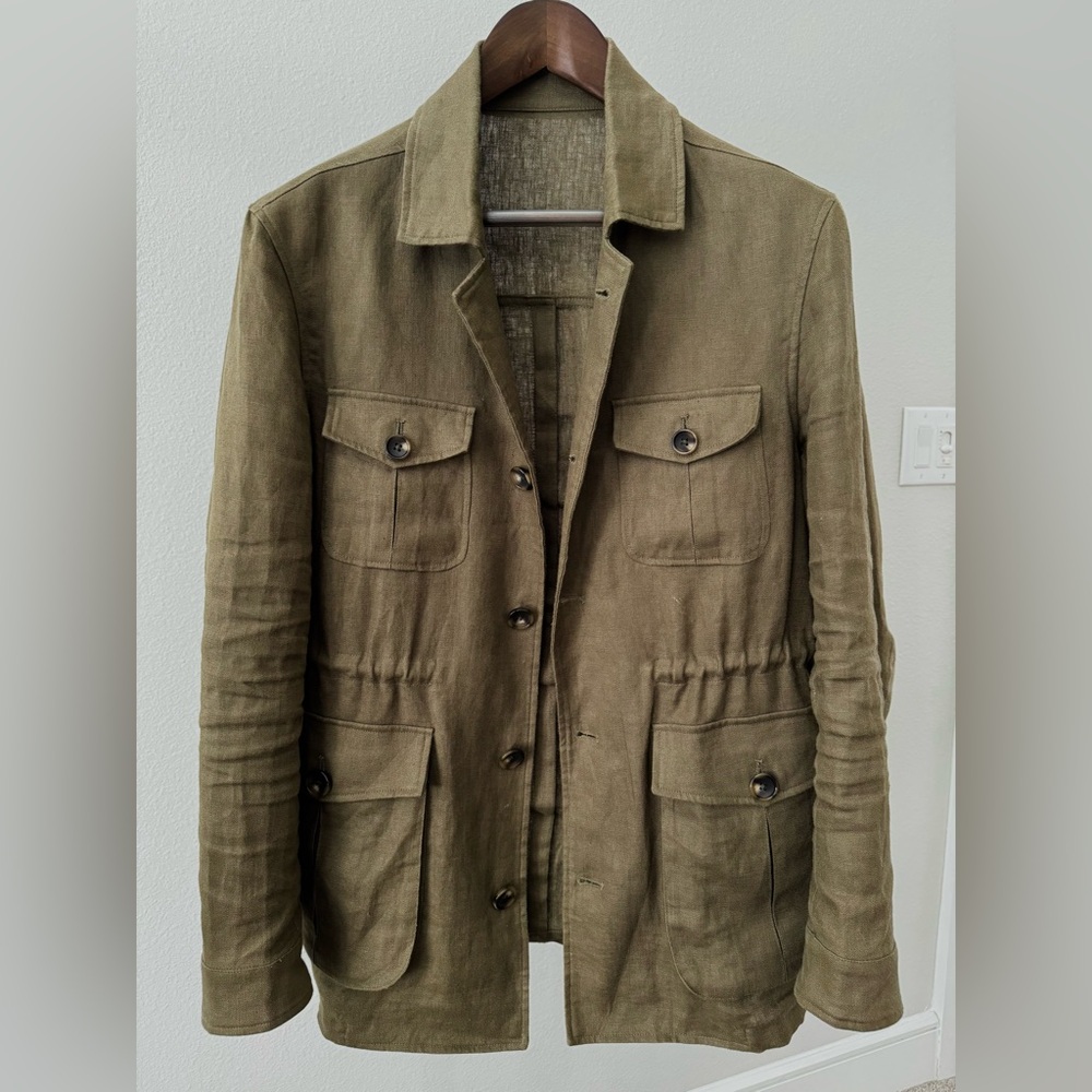 Spier and Mackay Olive Linen Field Jacket 40R (Medium)